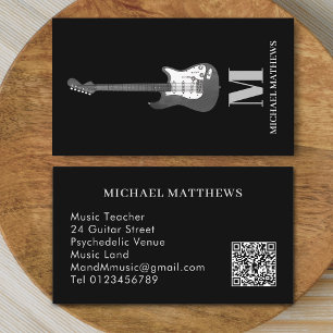 Guitar Professional Musician Custom QR Code Busine Business Card