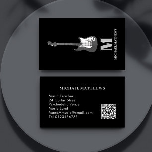Guitar Professional Musician Custom QR Code Busine Business Card