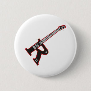 Guitar R 6 Cm Round Badge
