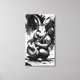 guitar rabbit canvas print