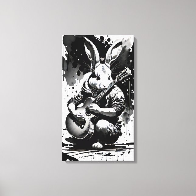 guitar rabbit canvas print (Front)