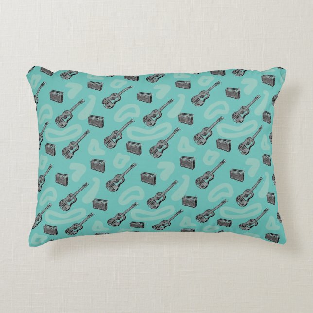 Guitar Radio Pattern Choose Colour Background P Decorative Cushion (Front)