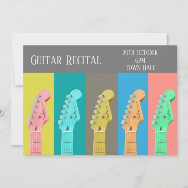 Guitar Recital modern pastel stylish performance Invitation (Front)