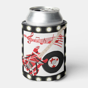 Guitar Record and Music Notes With Light Border Can Cooler