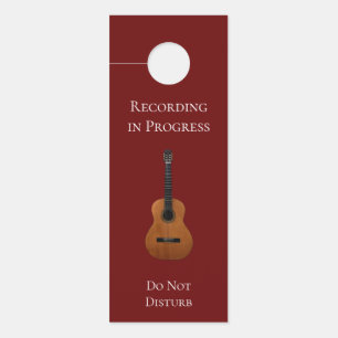 Guitar Recording Do Not Disturb Burgundy Door Hanger