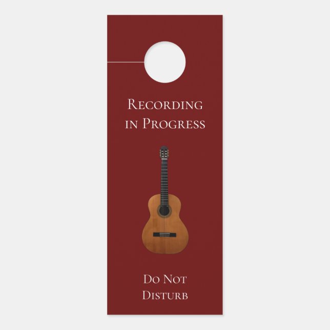 Guitar Recording Do Not Disturb Burgundy Door Hanger (Front)