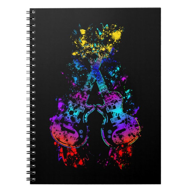 Guitar Retro Rock and Roll Music Lover Guitarist Notebook (Front)