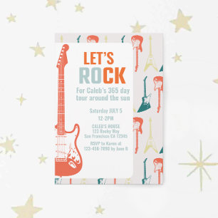 Guitar Rock and Roll Music Rockstar First Birthday Invitation