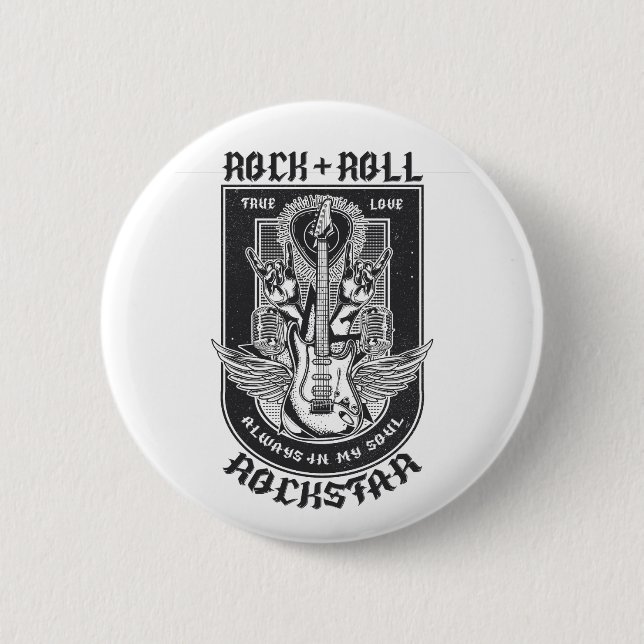 Guitar Rock design 6 Cm Round Badge (Front)