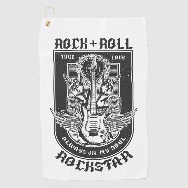 Guitar Rock design Golf Towel (Front)