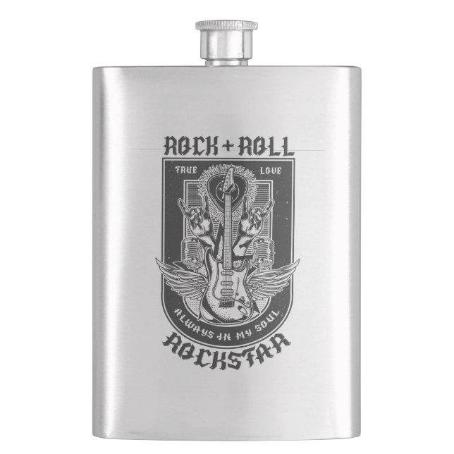 Guitar Rock design Hip Flask (Front)