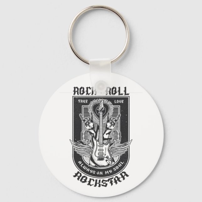 Guitar Rock design Key Ring (Front)
