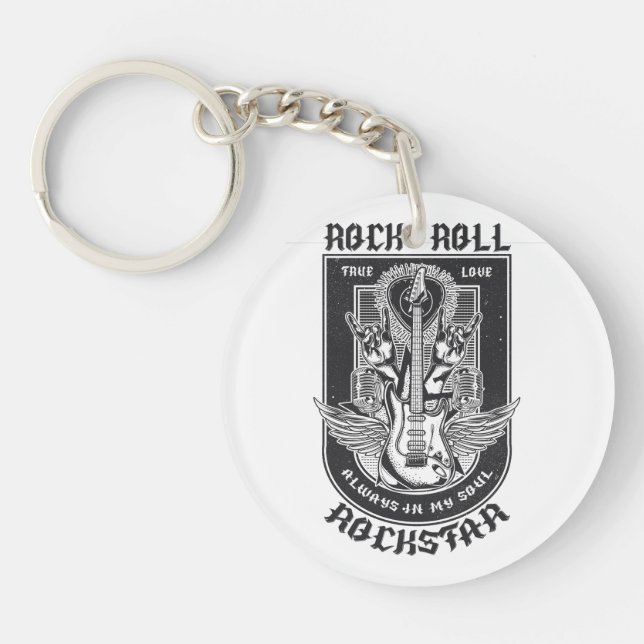 Guitar Rock design Key Ring (Front)
