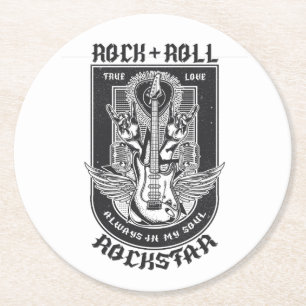Guitar Rock design Round Paper Coaster