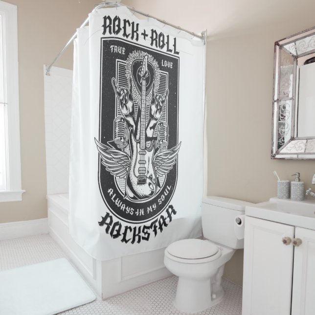 Guitar Rock design Shower Curtain (In Situ)