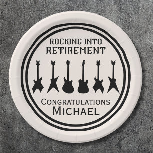 Guitar Rock 'n' Roll Retirement Party Paper Plate