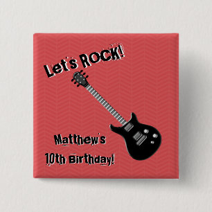 Guitar Rock Star 15 Cm Square Badge