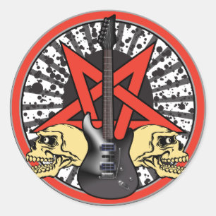 Guitar Rock Star Classic Round Sticker