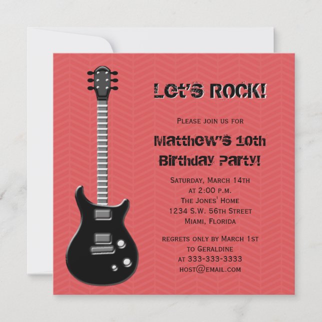 Guitar Rock Star Invitation (Front)
