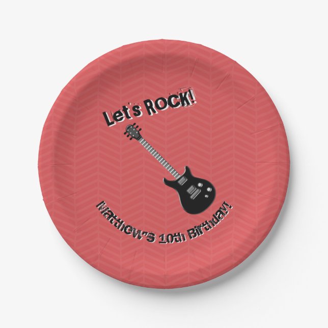Guitar Rock Star Paper Plate (Front)