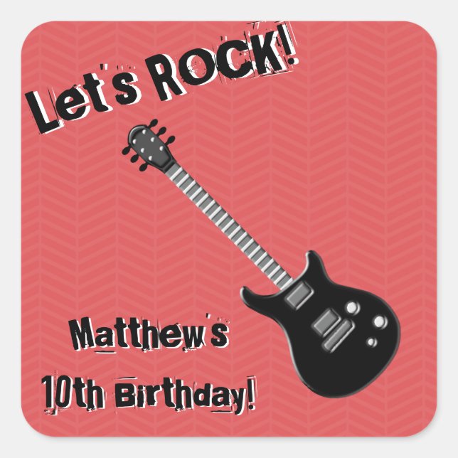 Guitar Rock Star Square Sticker (Front)