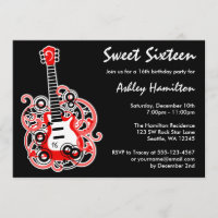 Guitar Rock Star Sweet 16 Birthday Party Red