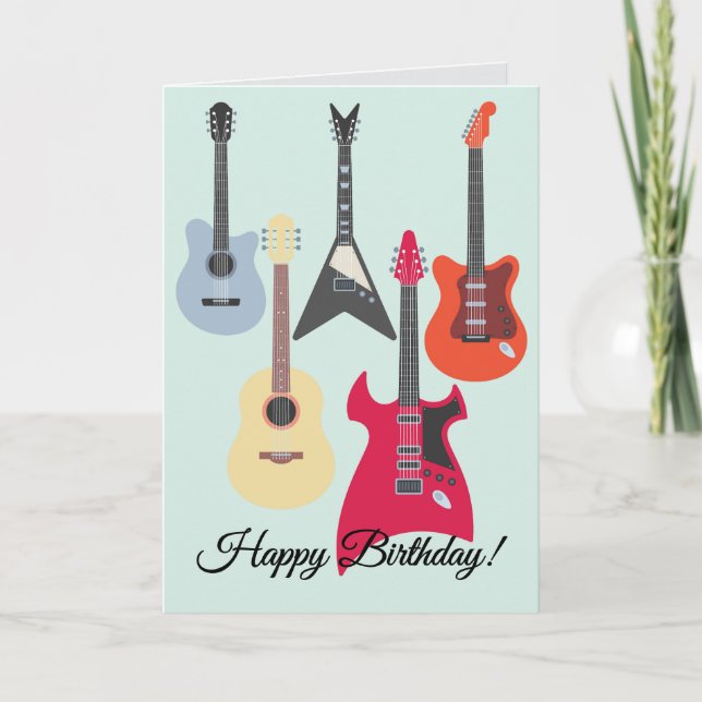 Guitar Rockin Good Time Happy Birthday Card (Front)