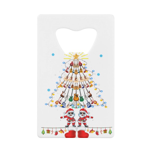 Guitar Santa Christmas Tree Funny Music Loves (Front)