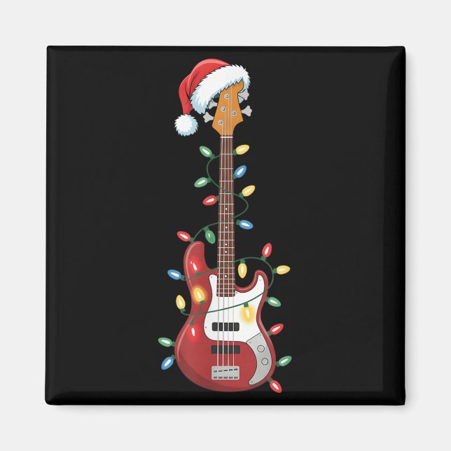 Guitar Santa Hat Christmas Lights B Player Guitari Magnet (Front)