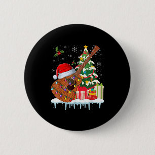 Guitar Santa Hat Christmas Musicians Guitars  6 Cm Round Badge