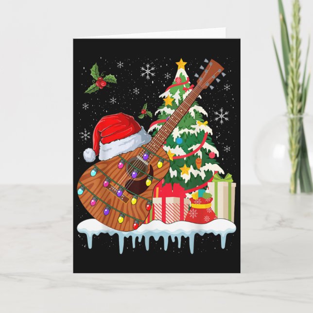 Guitar Santa Hat Christmas Musicians Guitars  Card (Front)