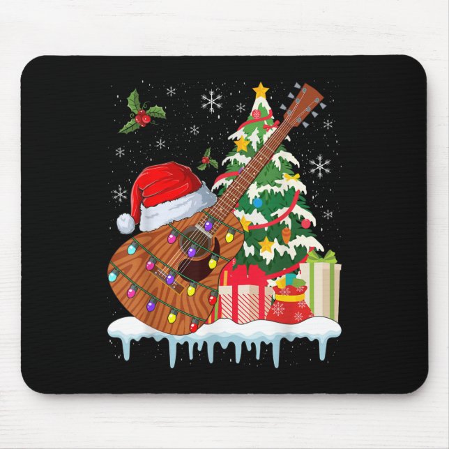Guitar Santa Hat Christmas Musicians Guitars  Mouse Mat (Front)