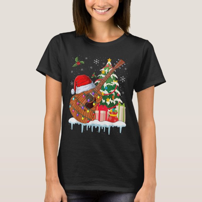 Guitar Santa Hat Christmas Musicians Guitars  T-Shirt (Front)