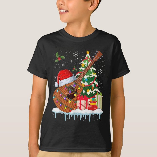 Guitar Santa Hat Christmas Musicians Guitars  T-Shirt (Front)