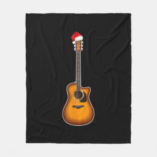 Guitar Santa Hat Christmas Pajama Decorations Fleece Blanket