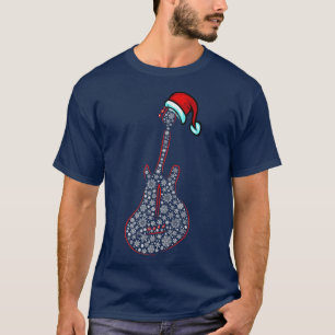 Guitar Santa Hat Christmas Snow Funny Music Loves T-Shirt