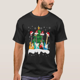 Guitar Santa Hat Christmas Tree Funny Music Guitar T-Shirt
