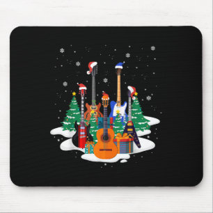 Guitar Santa Hat Christmas Tree Funny Music Loves  Mouse Mat