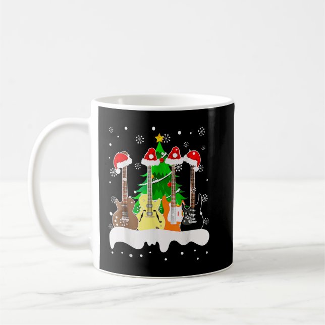 Guitar Santa Snow Christmas Tree For Music Lovers  Coffee Mug (Left)