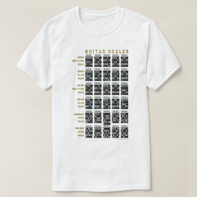 Guitar Scales On Front And Back T-Shirt (Design Front)