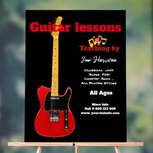 Guitar school Modern Black Customised Acrylic Sign