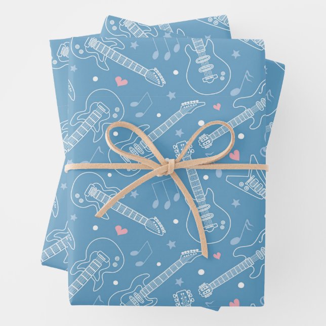 Guitar Seamless Pattern Wrapping Paper Sheet (In situ)
