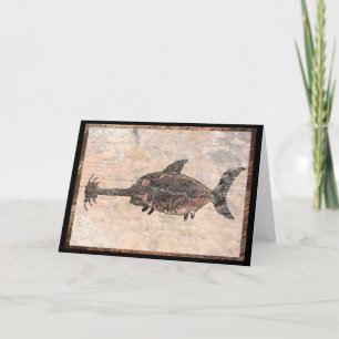 Guitar Shark Fossil Fish Folded Greeting Card
