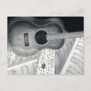 Guitar & Sheet Music Postcard