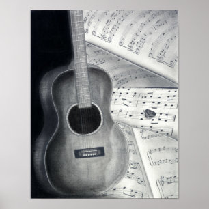Guitar & Sheet Music Poster Art
