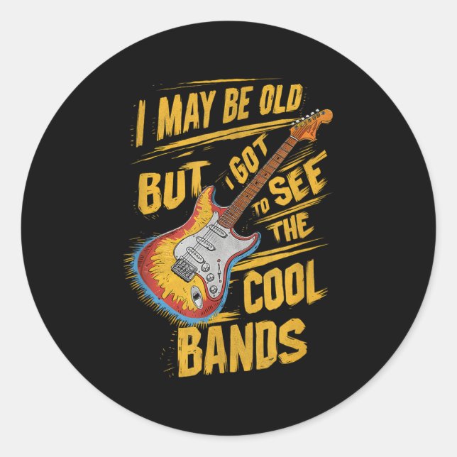 Guitar Shirt For Grandpa Funny Dad Guitar Birthday Classic Round Sticker (Front)