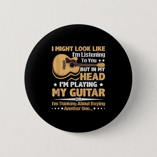 Guitar Shirt For Men - Funny Musician Guitar Graph 6 Cm Round Badge (Front)