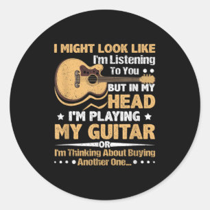 Guitar Shirt For Men - Funny Musician Guitar Graph Classic Round Sticker