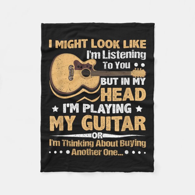 Guitar Shirt For Men - Funny Musician Guitar Graph Fleece Blanket (Front)