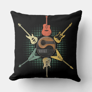 Guitar Shirt. Retro Style, Gift For Guitarist Cushion